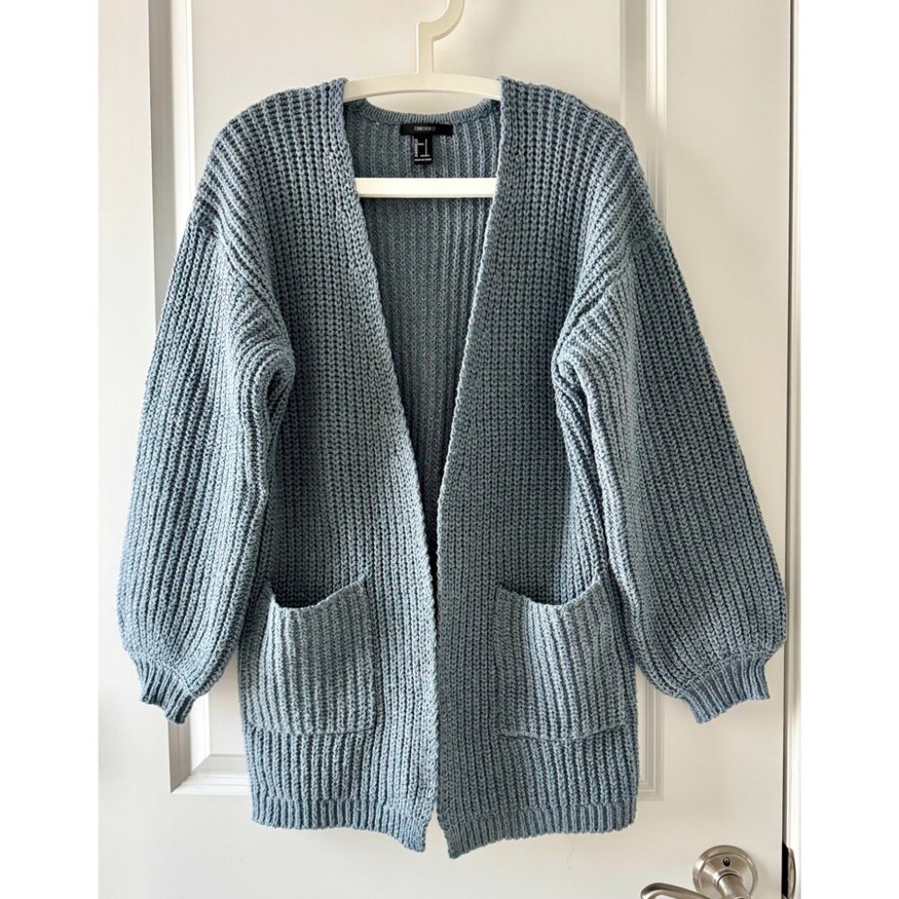 Forever 21 Blue Knit Open Cardigan – Size S – NWOT